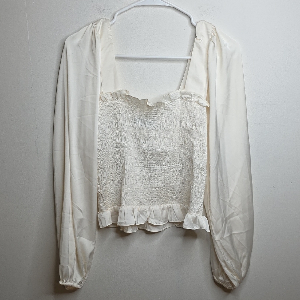 Do+Be Cream Ruffled Blouse Medium - image 1